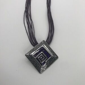 Greek Pendant Necklace Purple & Silver